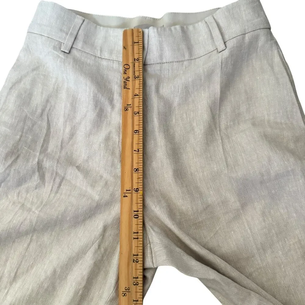 H&M Linen Blend Casual Straight Leg Old‎ Money Basic Office Wear Women Pants